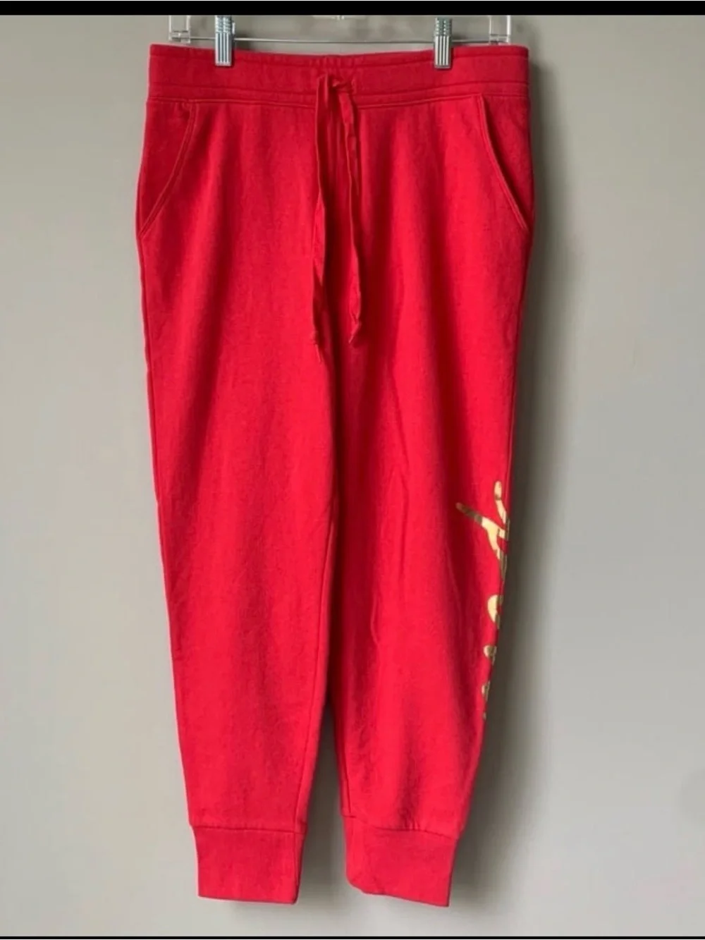 PINK Victoria's Secret Red Jogger Sweatpants with Gold Script - Picture 4 of 4